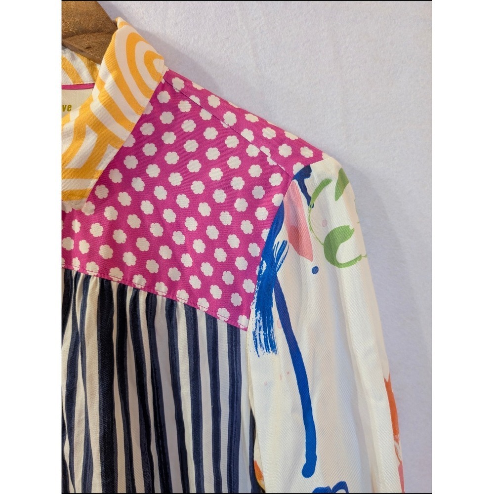 Maeve Anthropologie Mixed Print Button Down Women Sz S Multi Excellent Patchwork - Picture 8 of 14